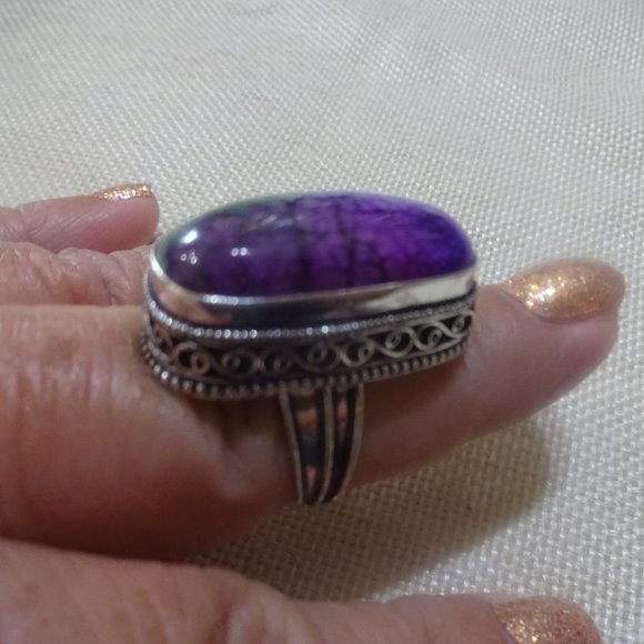 Breathtaking "SOLAR AGATE" Handmade Sterling Ring Size 9 #916A - Picture 2 of 3
